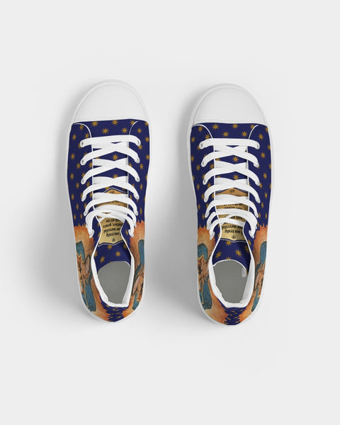 Soulwalk Series: Our Lady of Guadalupe Gold Stars Men's Hightop Canvas Shoe