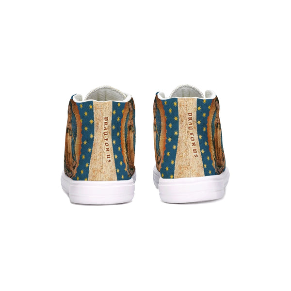 Soulwalk Series: Our Lady of Guadalupe Gold Stars Kids Hightop Canvas Shoe