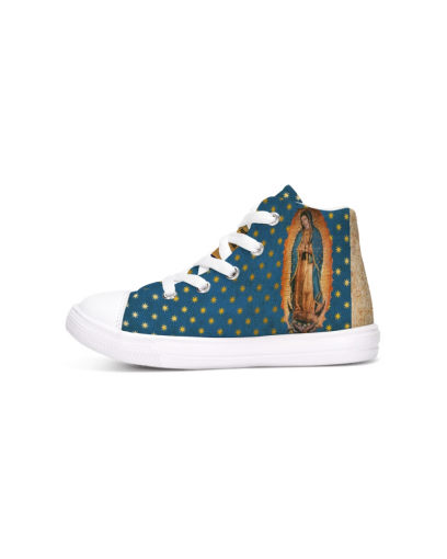 Soulwalk Series: Our Lady of Guadalupe Gold Stars Kids Hightop Canvas Shoe