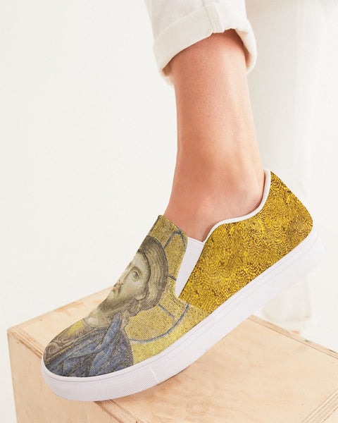 Art Series: Deesis Mosiac: Christ Pantocrator Women's Slip-On Canvas Shoe