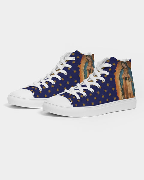 Soulwalk Series: Our Lady of Guadalupe Gold Stars Women's Hightop Canvas Shoe