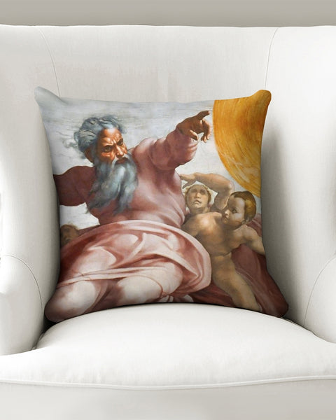 Soul Walk Series: Michelangelo-Creation of Sun Throw Pillow Case 16"x16"